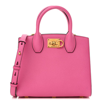 Salvatore Ferragamo Hammered Calfskin Small The Studio Box Bag Hot Pink 1 of 12