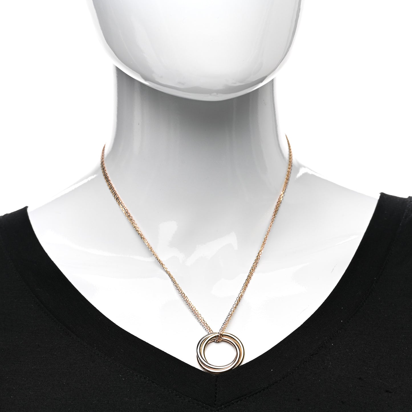 18K Pink Yellow White Gold Trinity Triple Chain Pendant Necklace