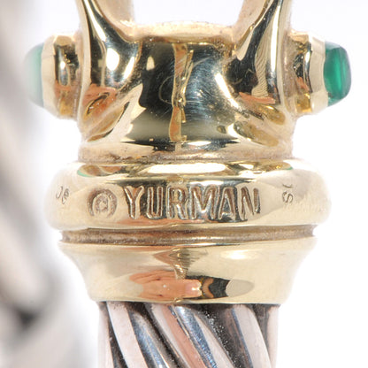 David Yurman Sterling Silver 14K Yellow Gold Green Onyx Pink Tourmaline 7mm Cable Buckle Bracelet 6 of 9
