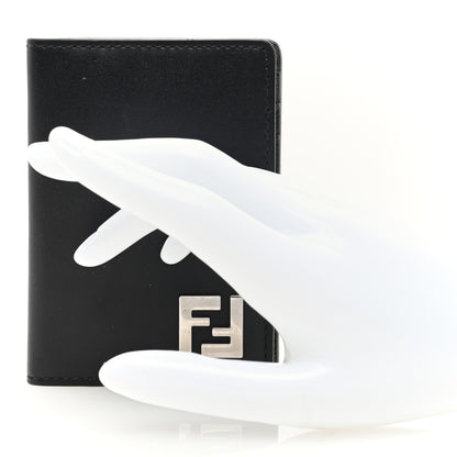 Fendi Glazed Fabric Vitello FF 1974 Bi-Fold Wallet Black Gray 2 of 6