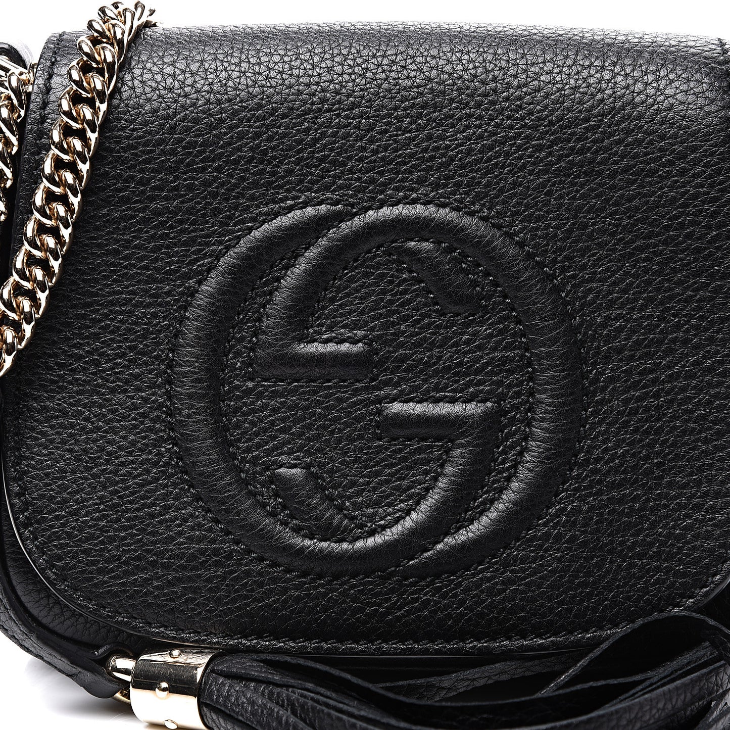 Pebbled Calfskin Small Soho Flap Crossbody Black
