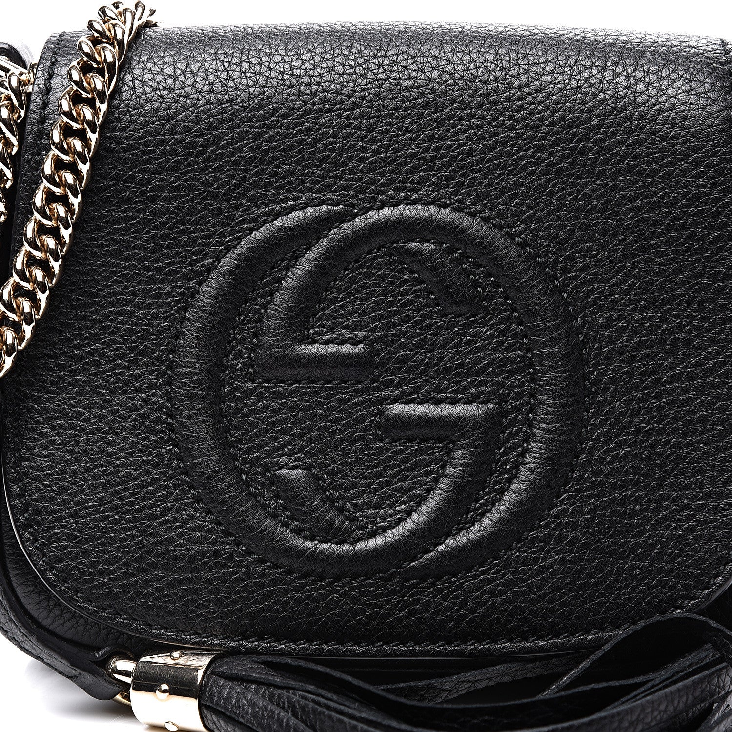 Gucci Pebbled Calfskin Small Soho Flap Crossbody Black 10 of 10