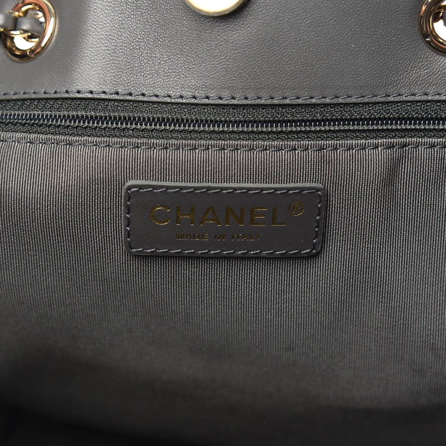 Chanel Lambskin Quilted CC Dweller Drawstring Tote Grey 6 of 9