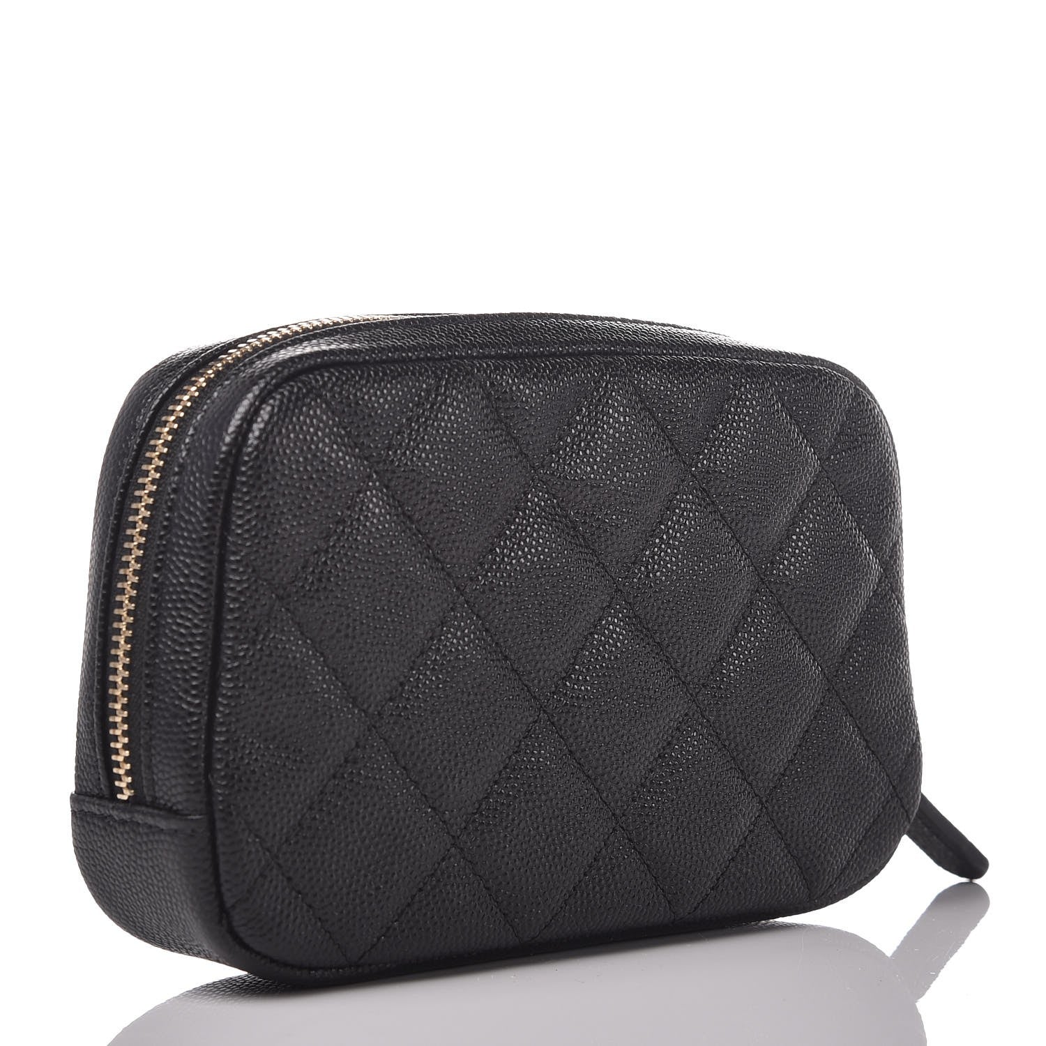 Chanel Caviar Quilted Small Curvy Pouch Cosmetic Case Black 3 of 8