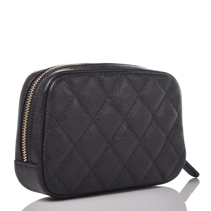 Chanel Caviar Quilted Small Curvy Pouch Cosmetic Case Black 3 of 8