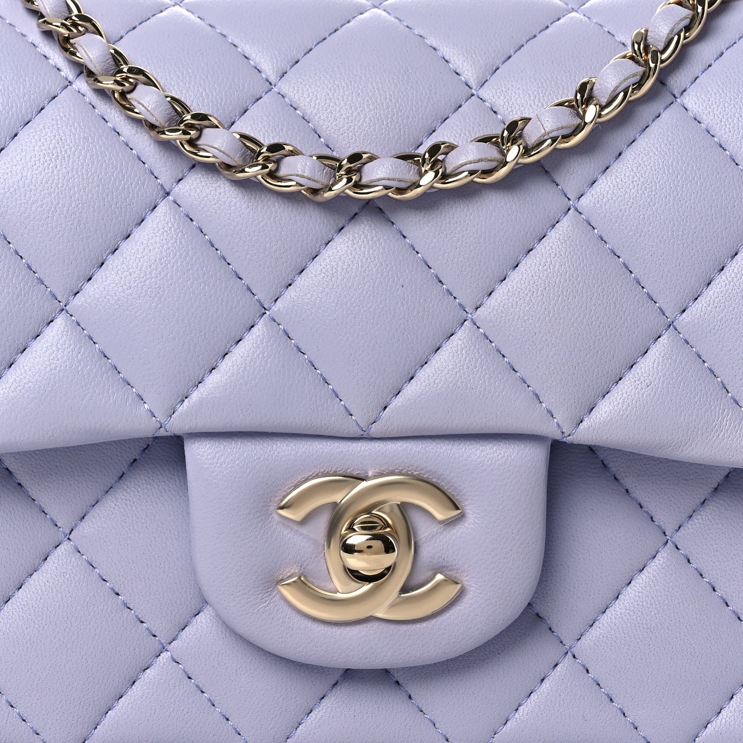 Chanel Lambskin Quilted Mini Top Handle Rectangular Flap Light Purple 8 of 14