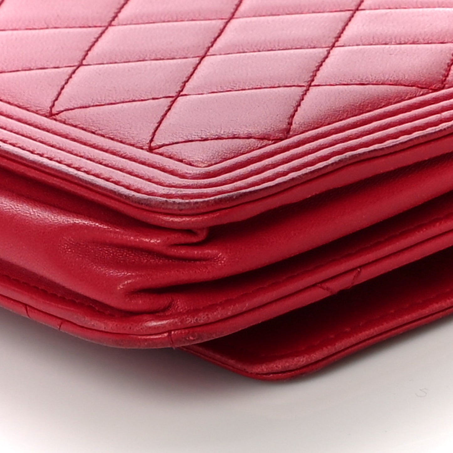 Lambskin Quilted Boy Wallet On Chain WOC Red