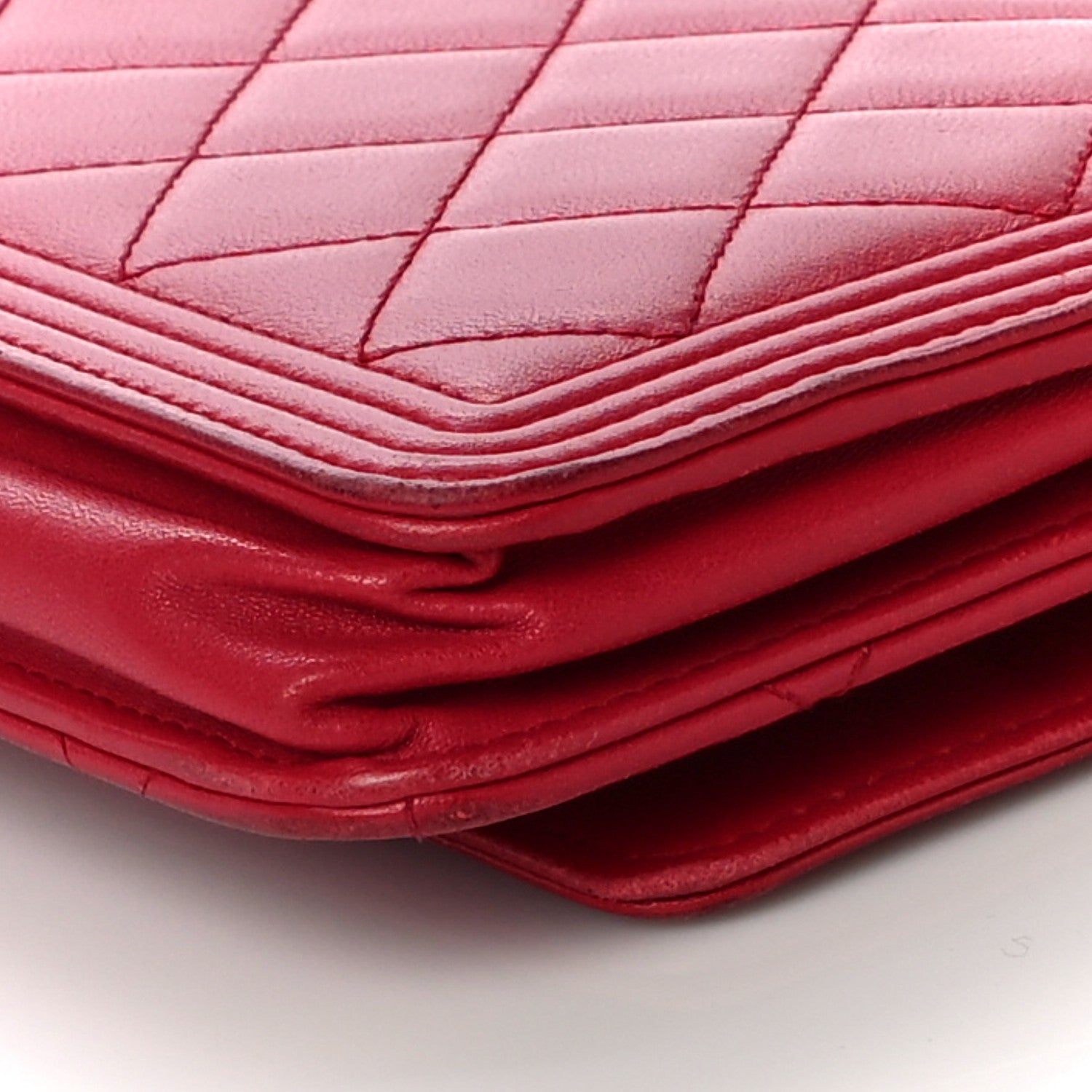 Chanel Lambskin Quilted Boy Wallet On Chain WOC Red 15 of 27
