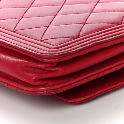 Chanel Lambskin Quilted Boy Wallet On Chain WOC Red 15 of 27