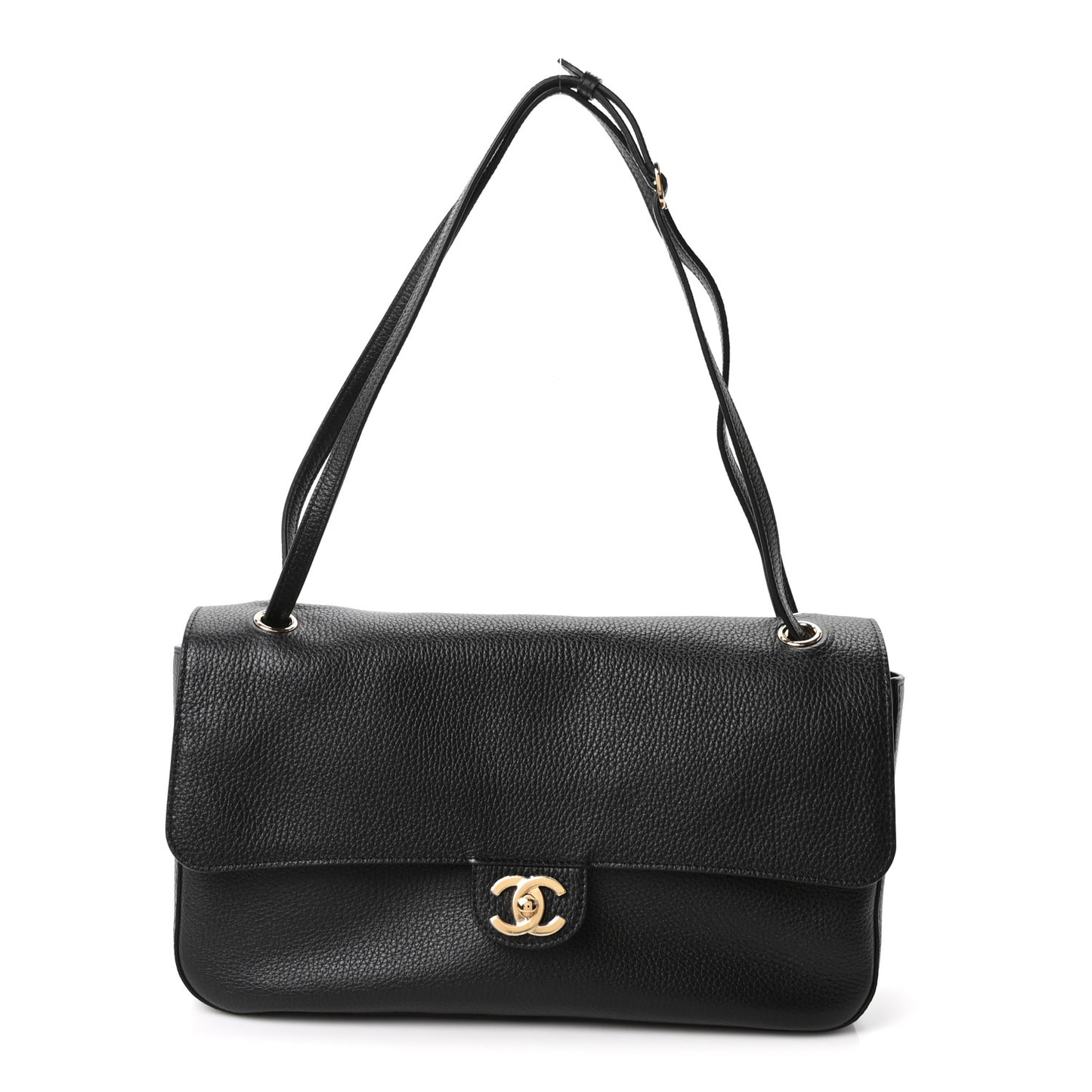 Grained Calfskin Small Souplissimo Maxi Flap Black