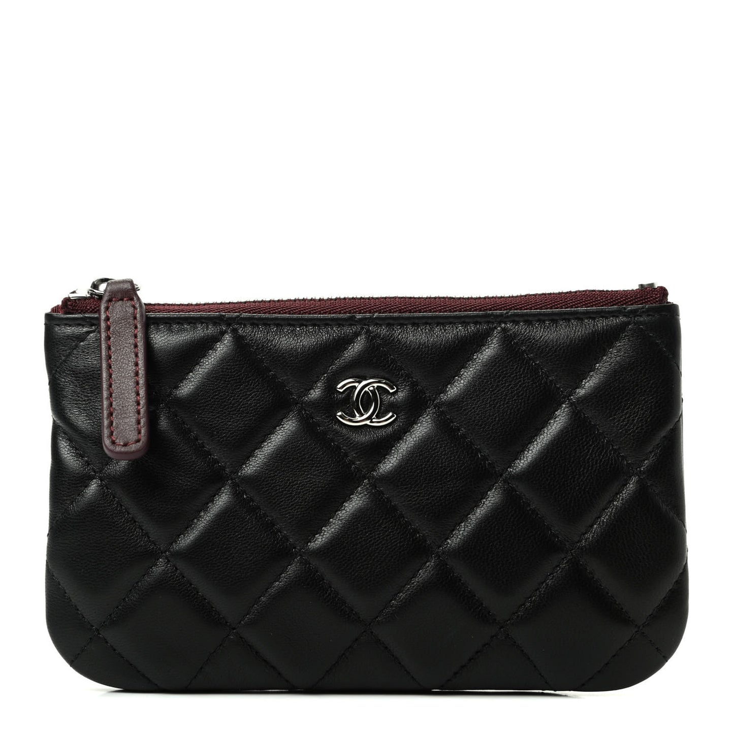 Lambskin Quilted Small Cosmetic Case Black