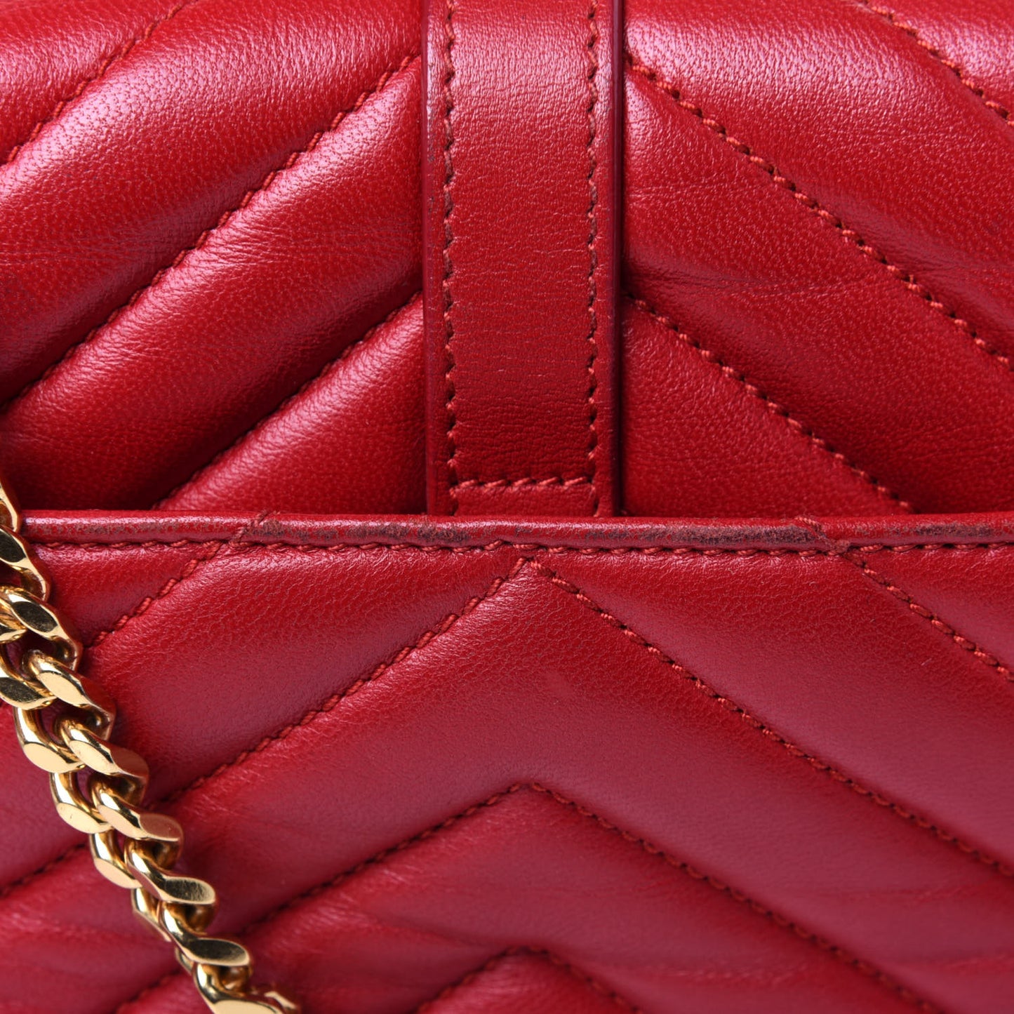 Nappa Matelasse Chevron Classic Monogram Baby Chain Bag New Red