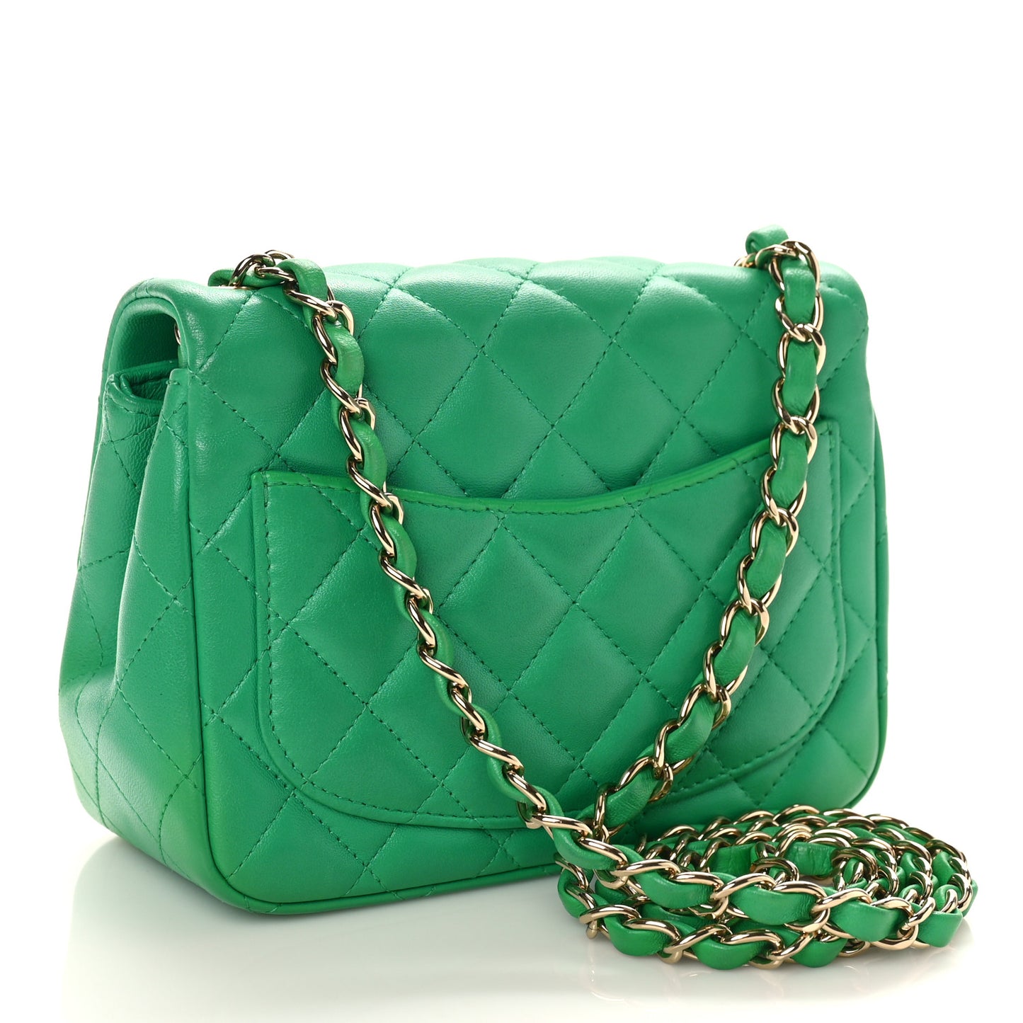 Lambskin Quilted Mini Square Flap Green