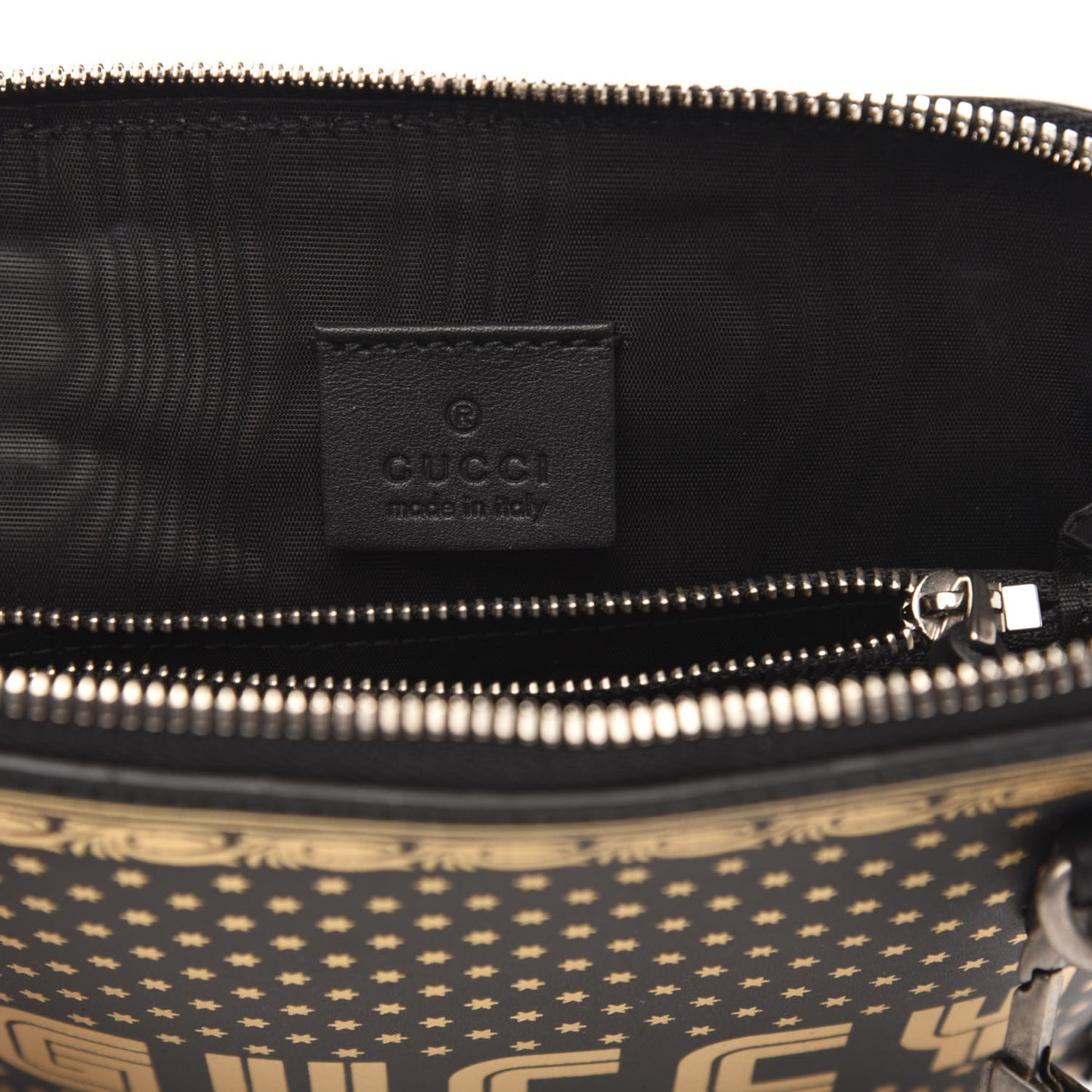 X SEGA Calfskin GUCCY Stars Mini Dome Shoulder Bag Black Gold
