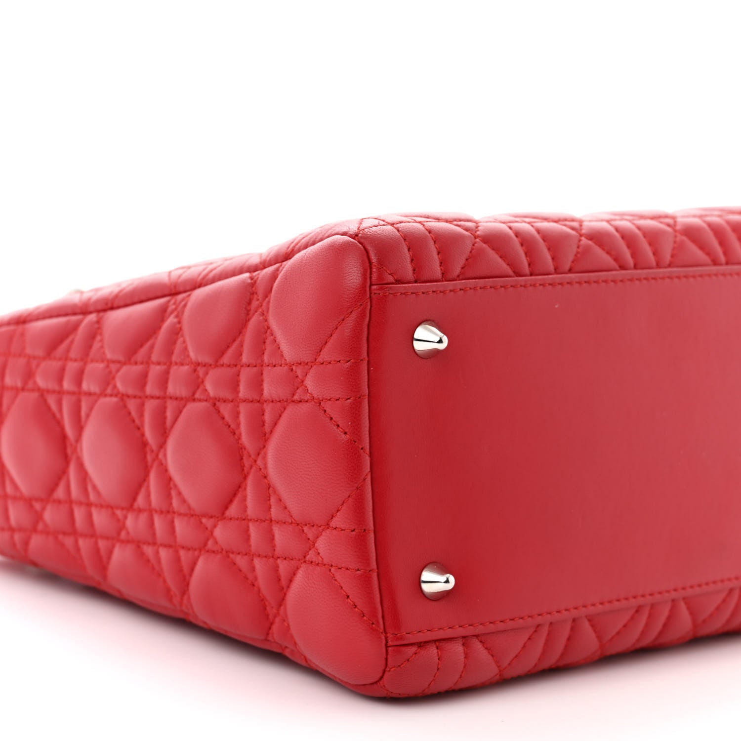 Christian Dior Lambskin Cannage Medium Lady Dior Red 9 of 11