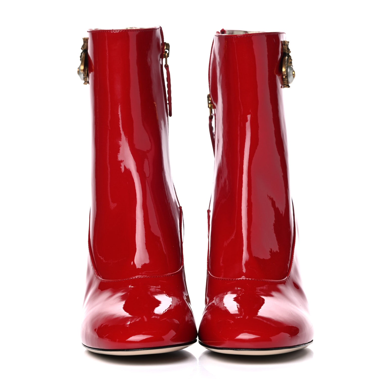Gucci Patent Calfskin GG Lois Bee Ankle Booties 40 Red 2 of 10