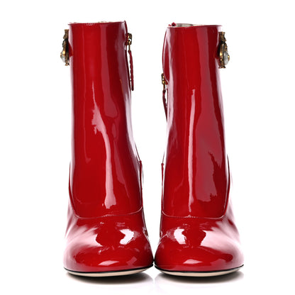 Gucci Patent Calfskin GG Lois Bee Ankle Booties 40 Red 2 of 10