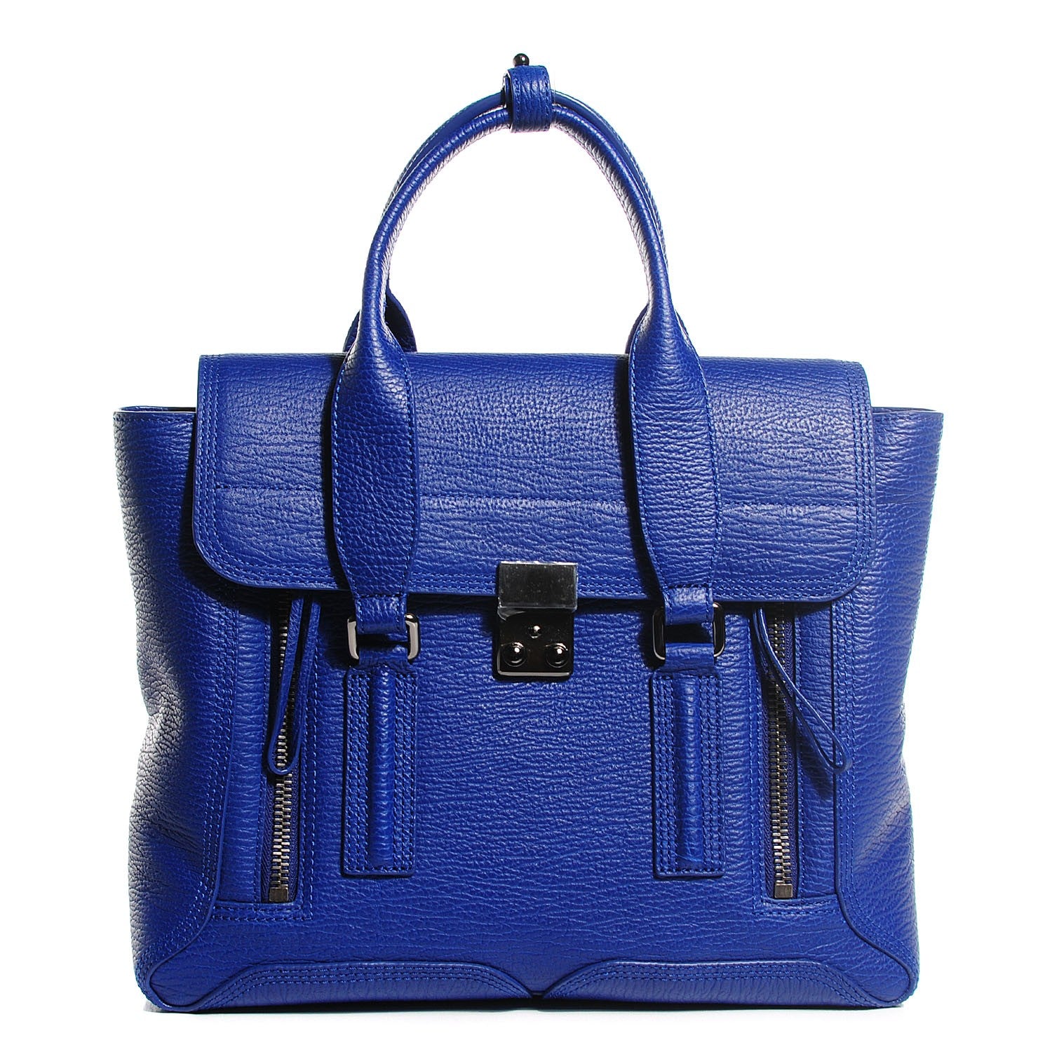 3.1 Phillip Lim 3.1 Textured Calfskin Medium Pashli Satchel Cobalt Blue 1 of 10