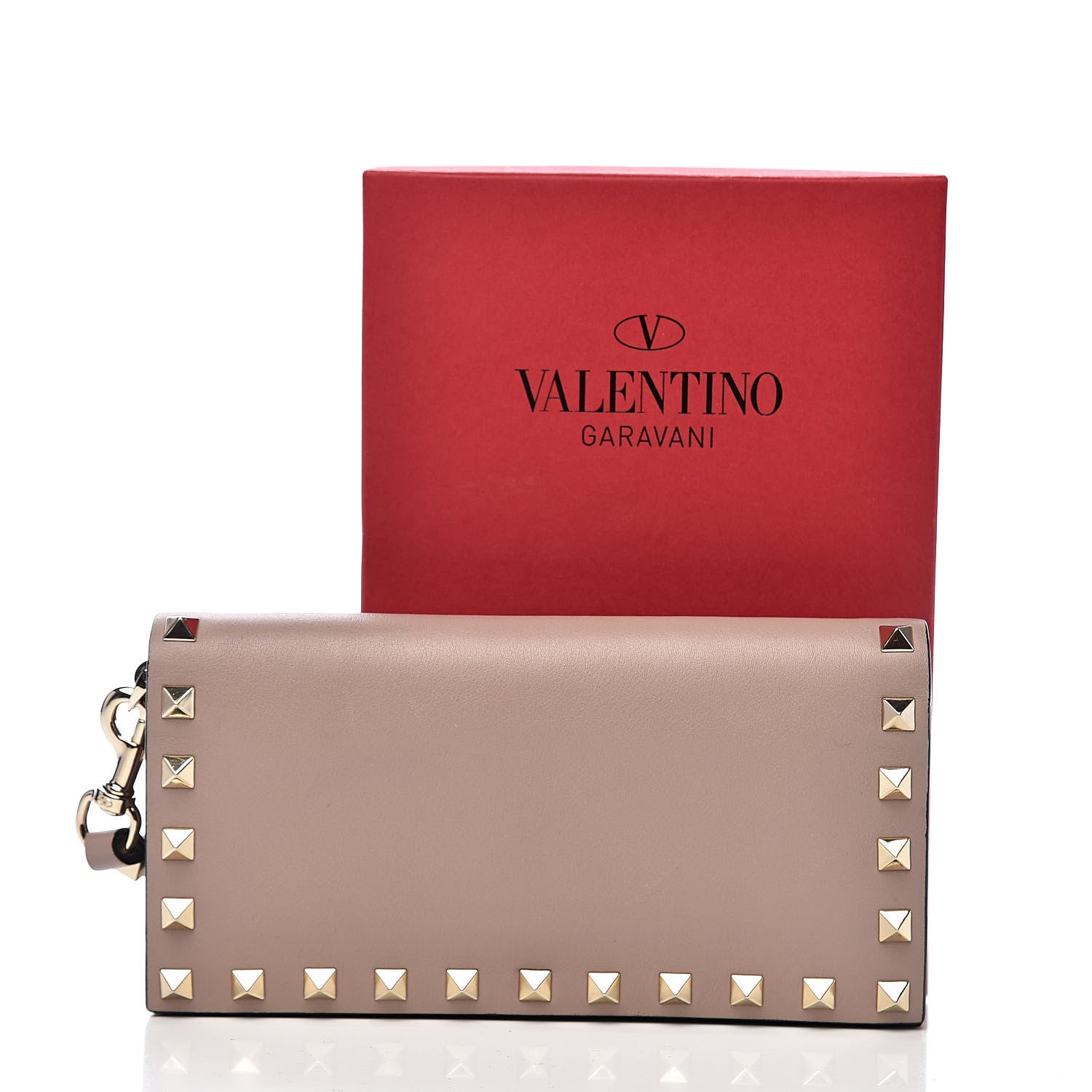 Valentino Garavani Calfskin Rockstud Wristlet Wallet Poudre 9 of 9