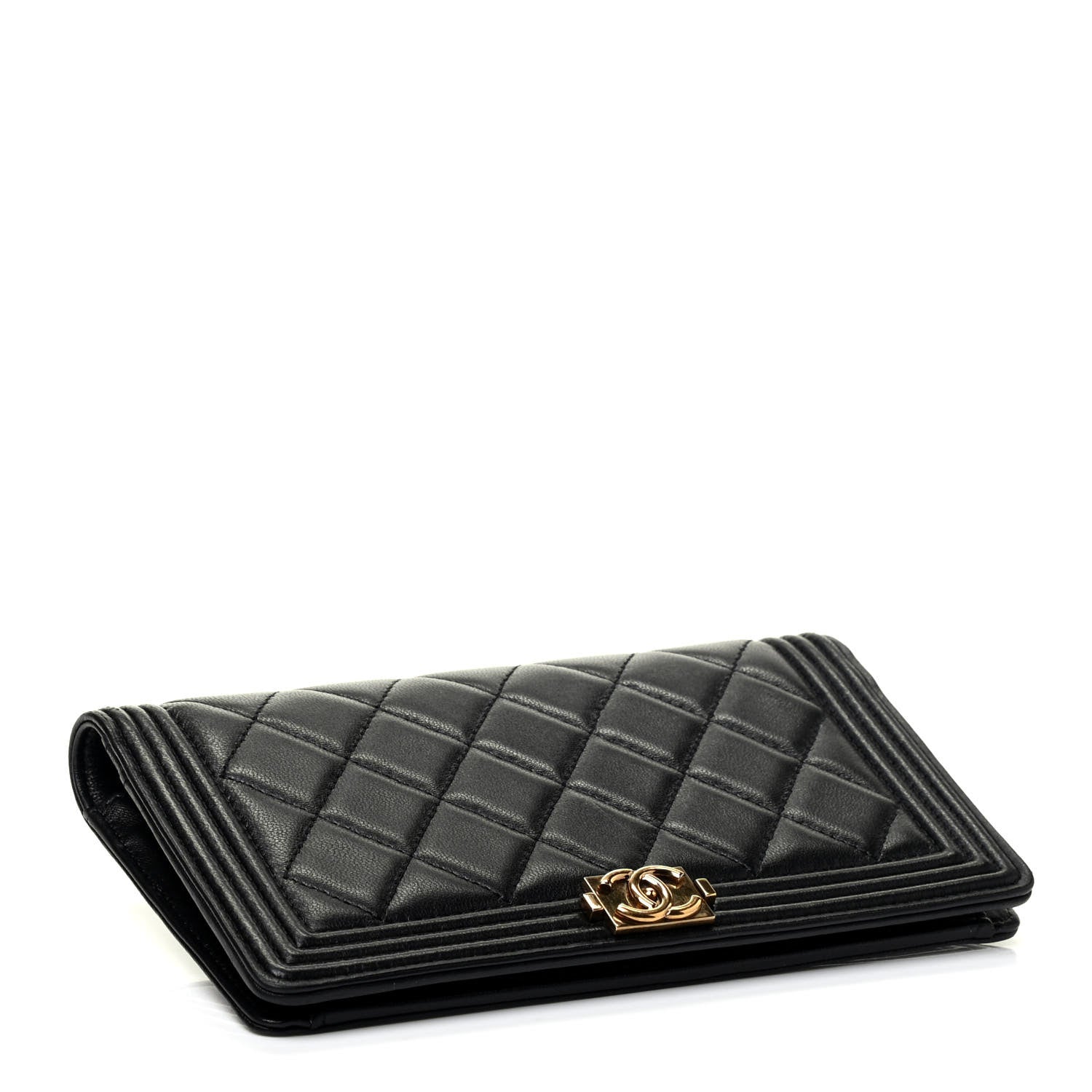 Chanel Lambskin Quilted Boy Yen Wallet Black 4 of 7
