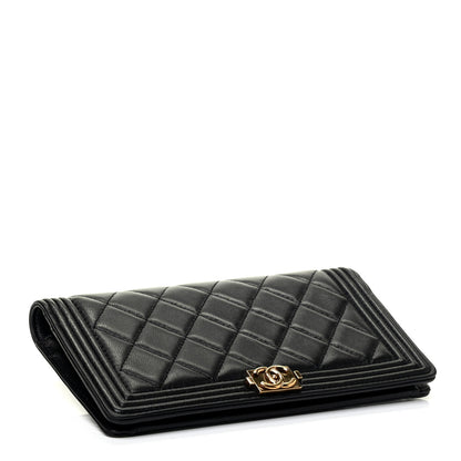 Chanel Lambskin Quilted Boy Yen Wallet Black 4 of 7