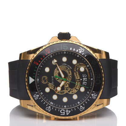Gucci Stainless Steel Rubber 45mm Dive Snake Quartz Watch Black 3 of 7