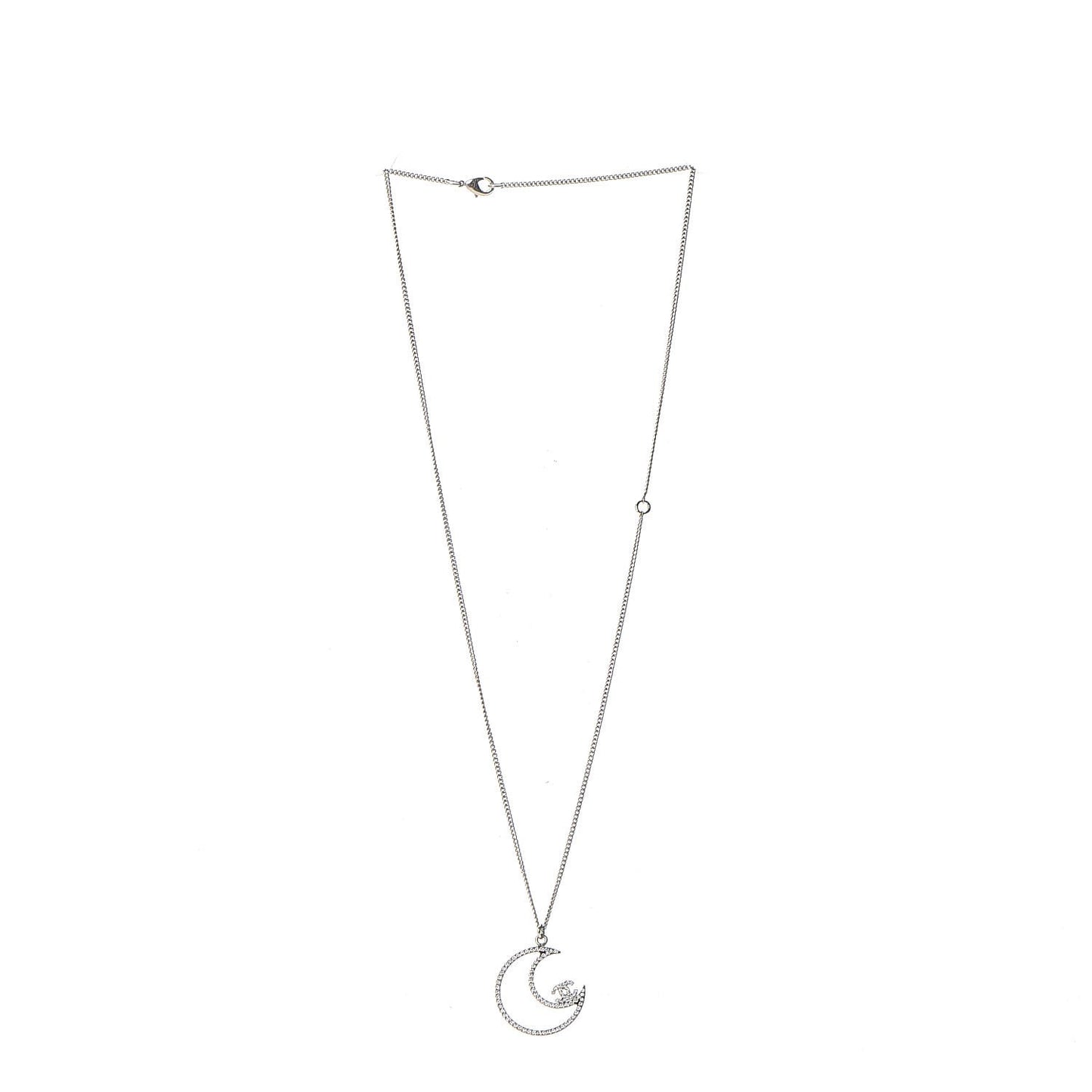 Ruthenium Crystal CC Moon Pendant Necklace