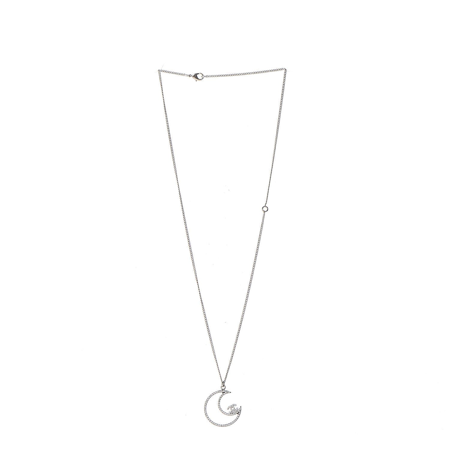 Chanel Ruthenium Crystal CC Moon Pendant Necklace 4 of 7