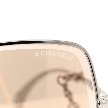 Chanel Butterfly Removable Pearl Chain Sunglasses 4262 Silver 7 of 8