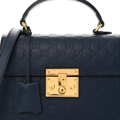 Gucci Guccissima Signature Small Padlock Top Handle Bag Blue Agata 8 of 19