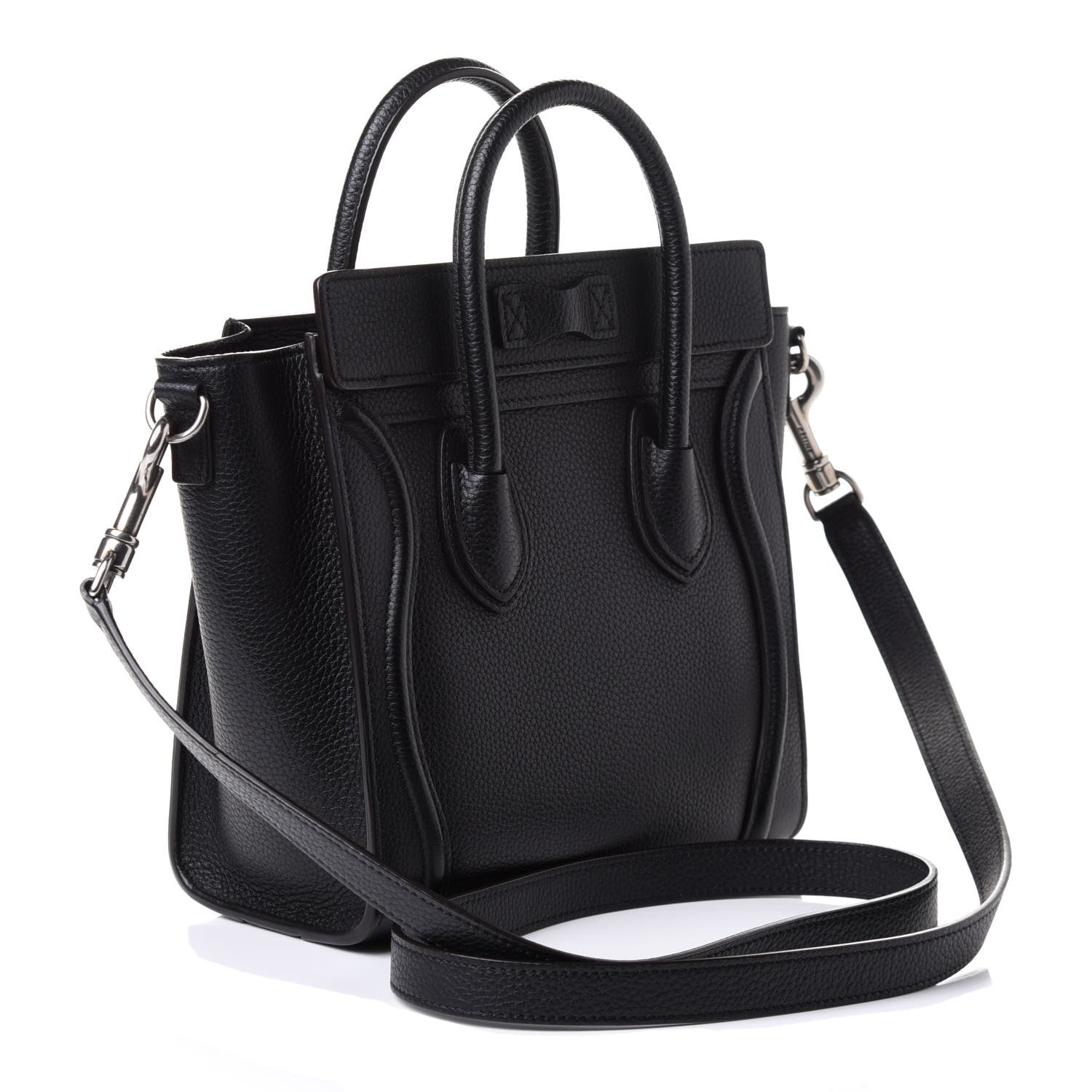 Celine Drummed Calfskin Nano Luggage Black 3 of 9