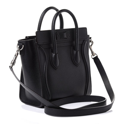 Celine Drummed Calfskin Nano Luggage Black 3 of 9