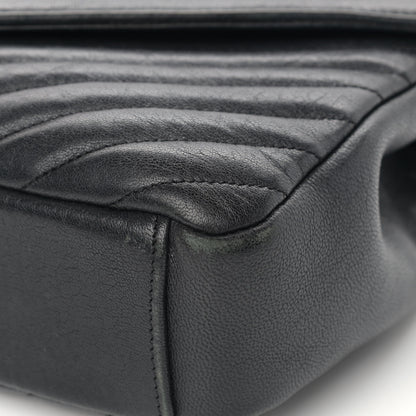 Saint Laurent Sheepskin Matelasse Chevron Monogram Medium College Bag Black 9 of 19