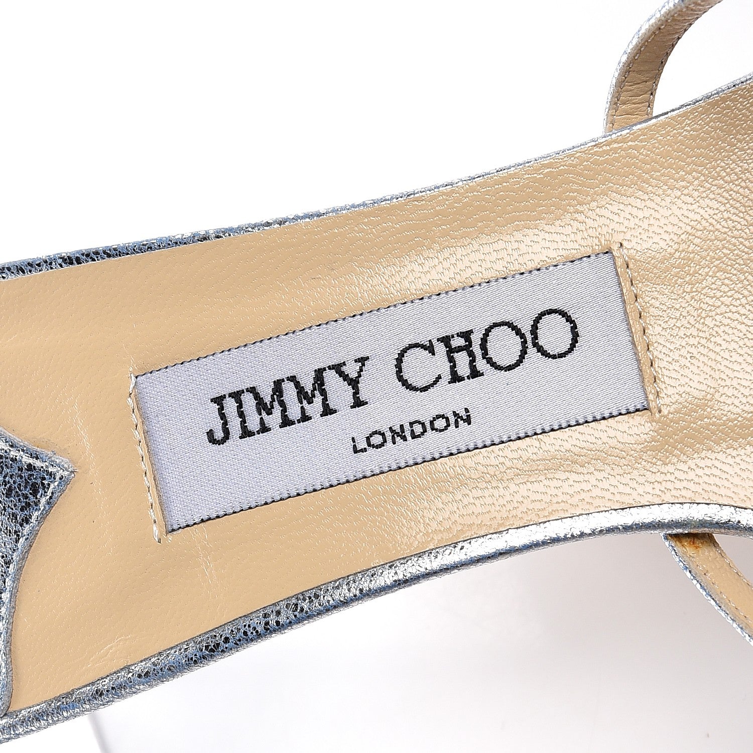 Jimmy Choo Metallic Calfskin Sandals 38 Silver 10 of 11