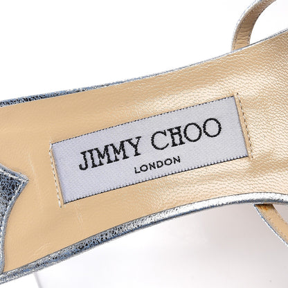 Jimmy Choo Metallic Calfskin Sandals 38 Silver 10 of 11