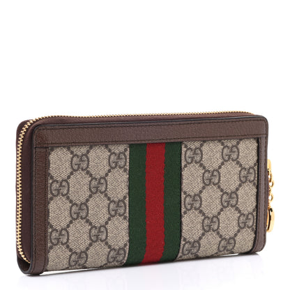 Gucci GG Supreme Monogram Web Ophidia Zip Around Wallet Brown 3 of 8