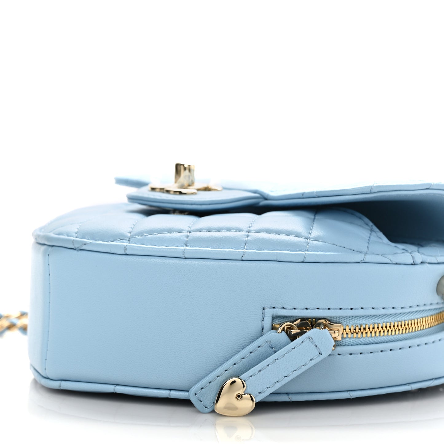 Lambskin Quilted CC In Love Heart Bag Light Blue