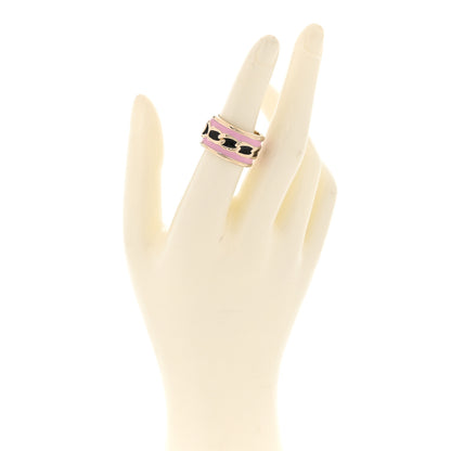 Chanel Enamel CC Wide Ring 52 6 Pink Black Gold 2 of 5