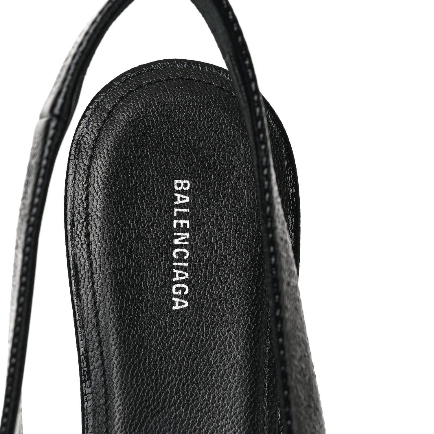 Balenciaga Coated Calfskin BB Knife Pointy Toe Slingback Flats 37.5 Black 7 of 10