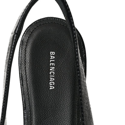 Balenciaga Coated Calfskin BB Knife Pointy Toe Slingback Flats 37.5 Black 7 of 10