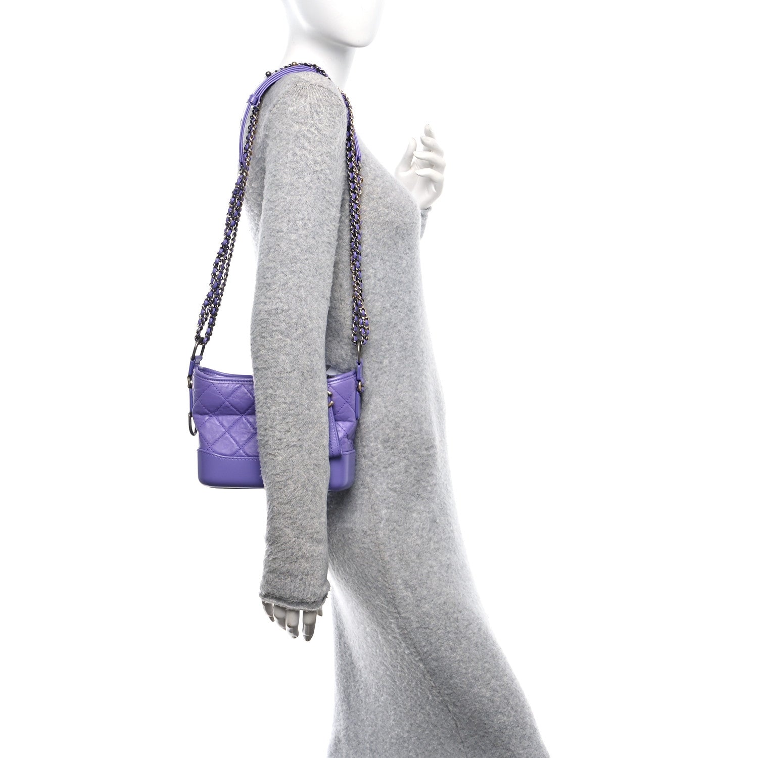 Chanel Aged Calfskin Quilted Small Gabrielle Hobo Purple 2 of 11