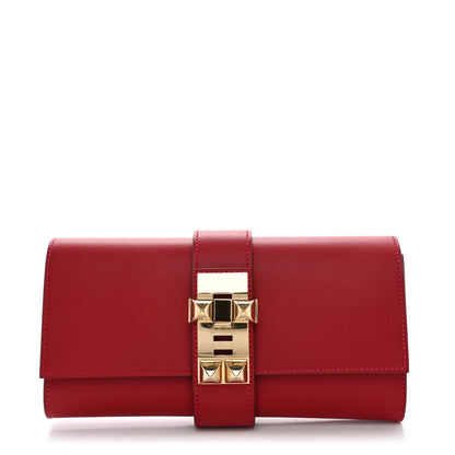 Hermes Tadelakt Medor 23 Clutch Rouge Vif 1 of 12