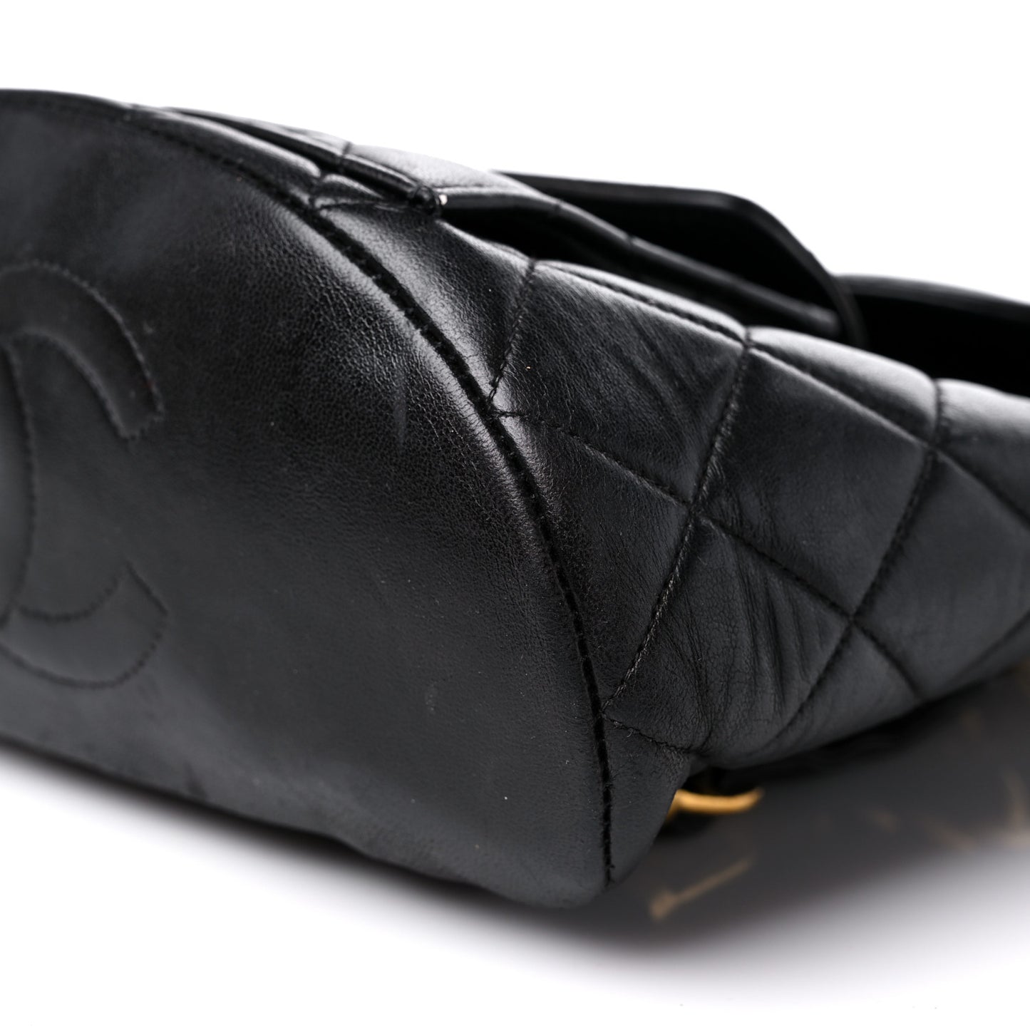 Lambskin Quilted Drawstring Backpack Black