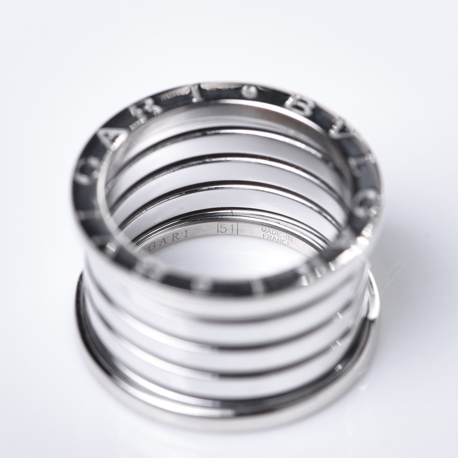 Bulgari 18K White Gold B.Zero1 Five-Band Ring 51 5.75 7 of 8