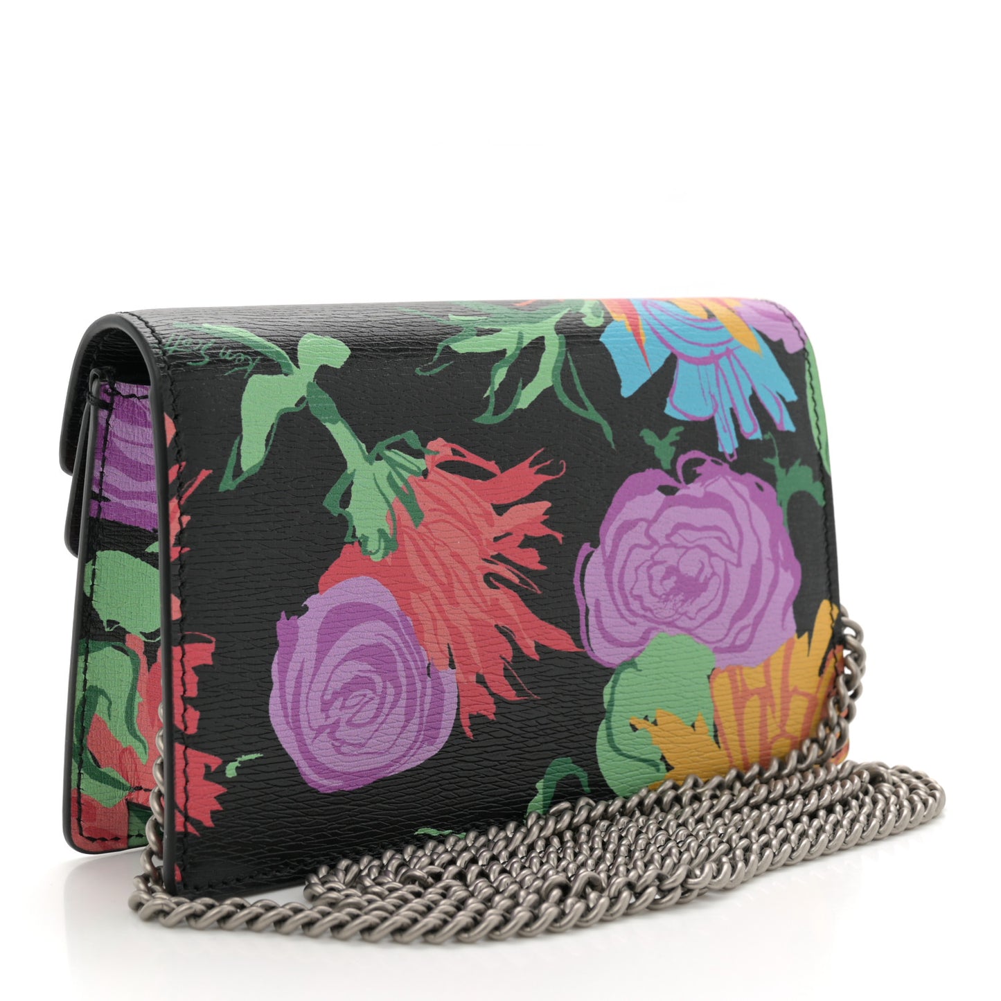 X KEN SCOTT New Shangai Calfskin Jenny Floral Print Super Mini Dionysus Shoulder Bag Black Pink