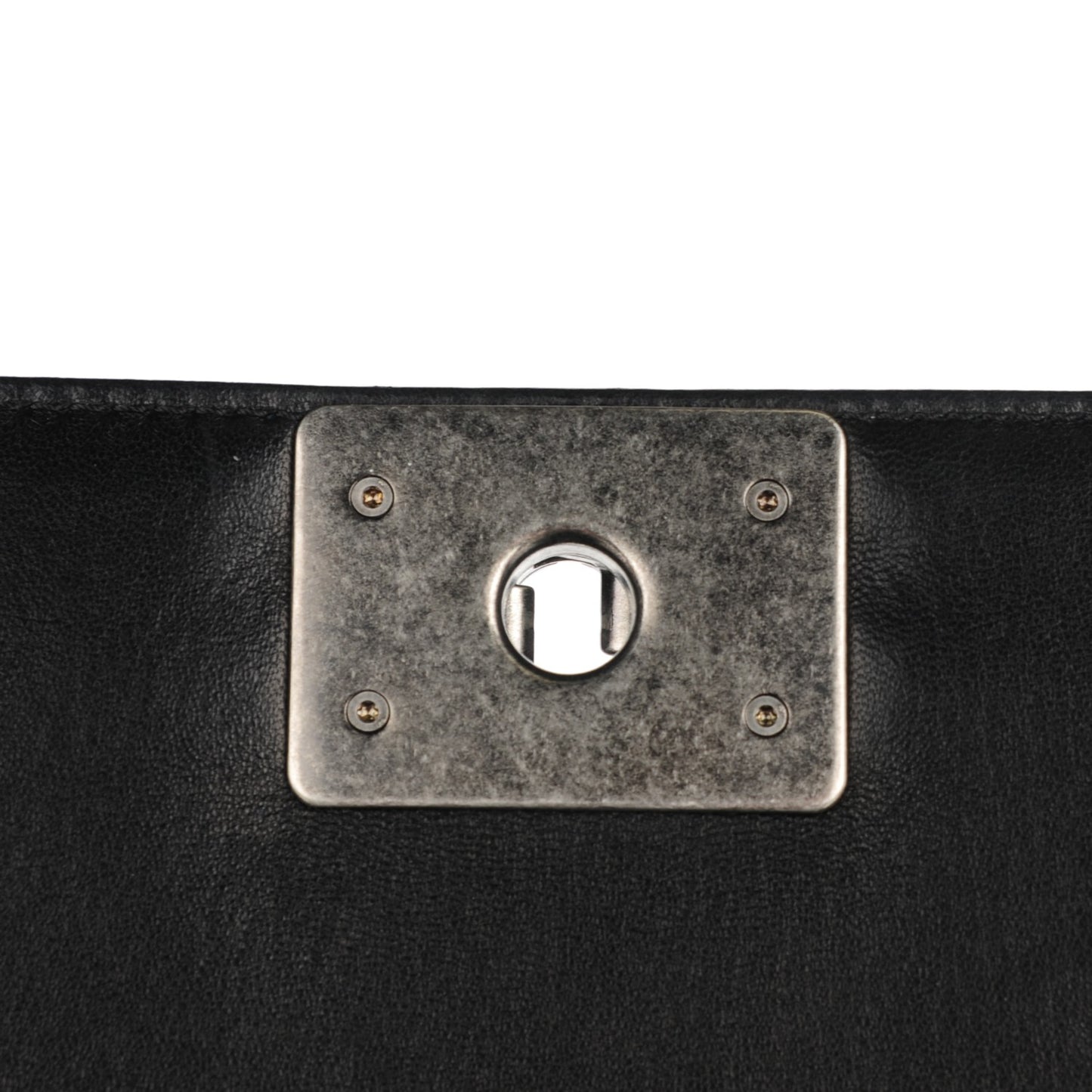 Lambskin Quilted Large Boy Flap Black