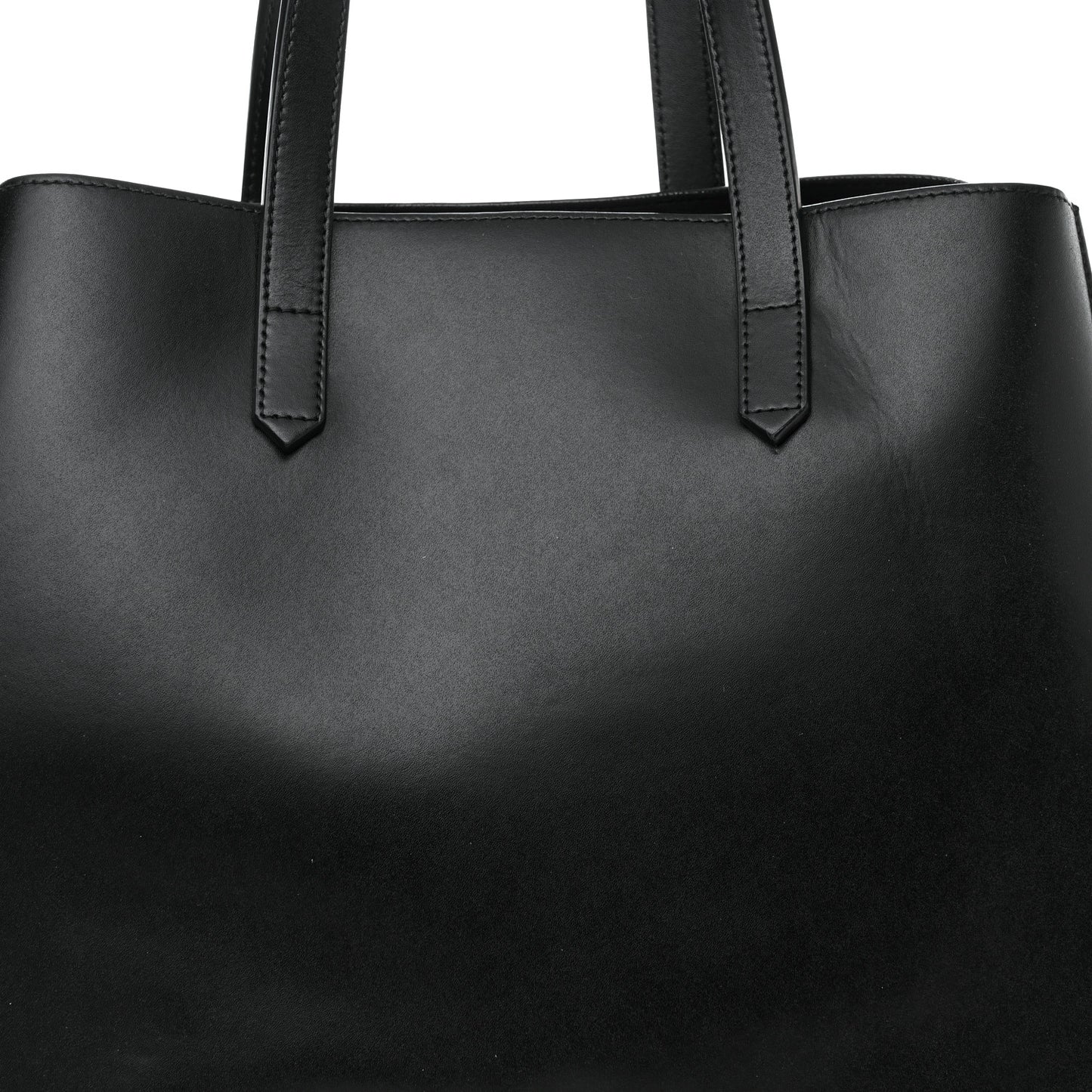 Calfskin Logo Debossed Tote Black