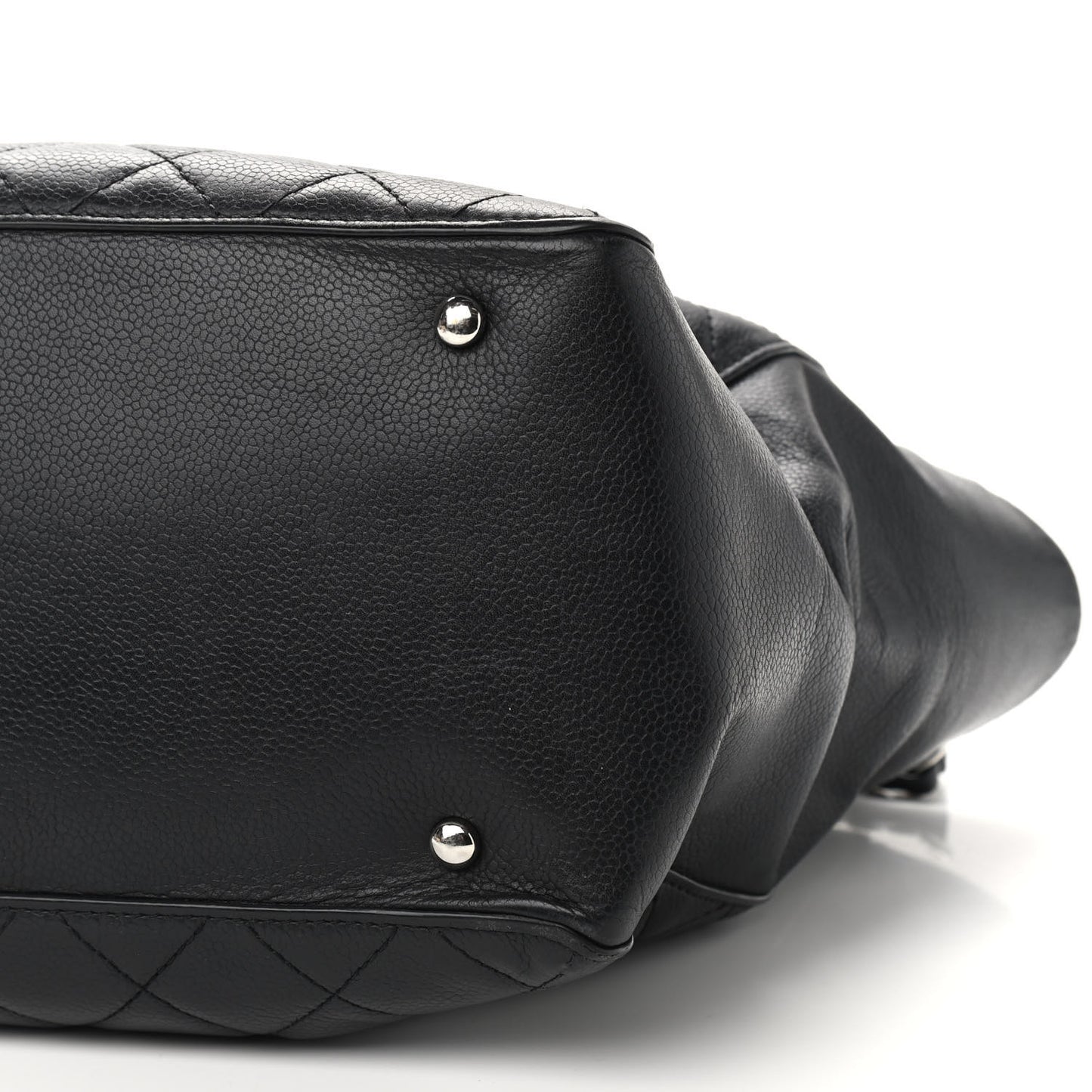 Caviar Quilted Large CC Box Shopping Tote Black