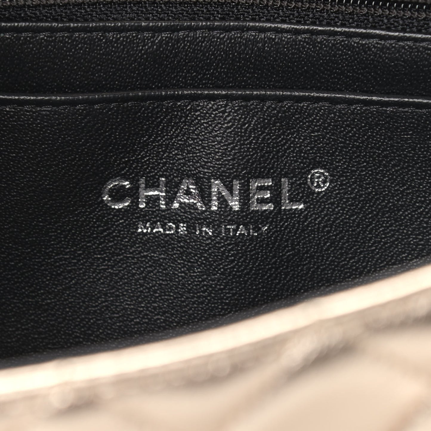Metallic Lambskin Quilted Mini Rectangular Flap Gold Black