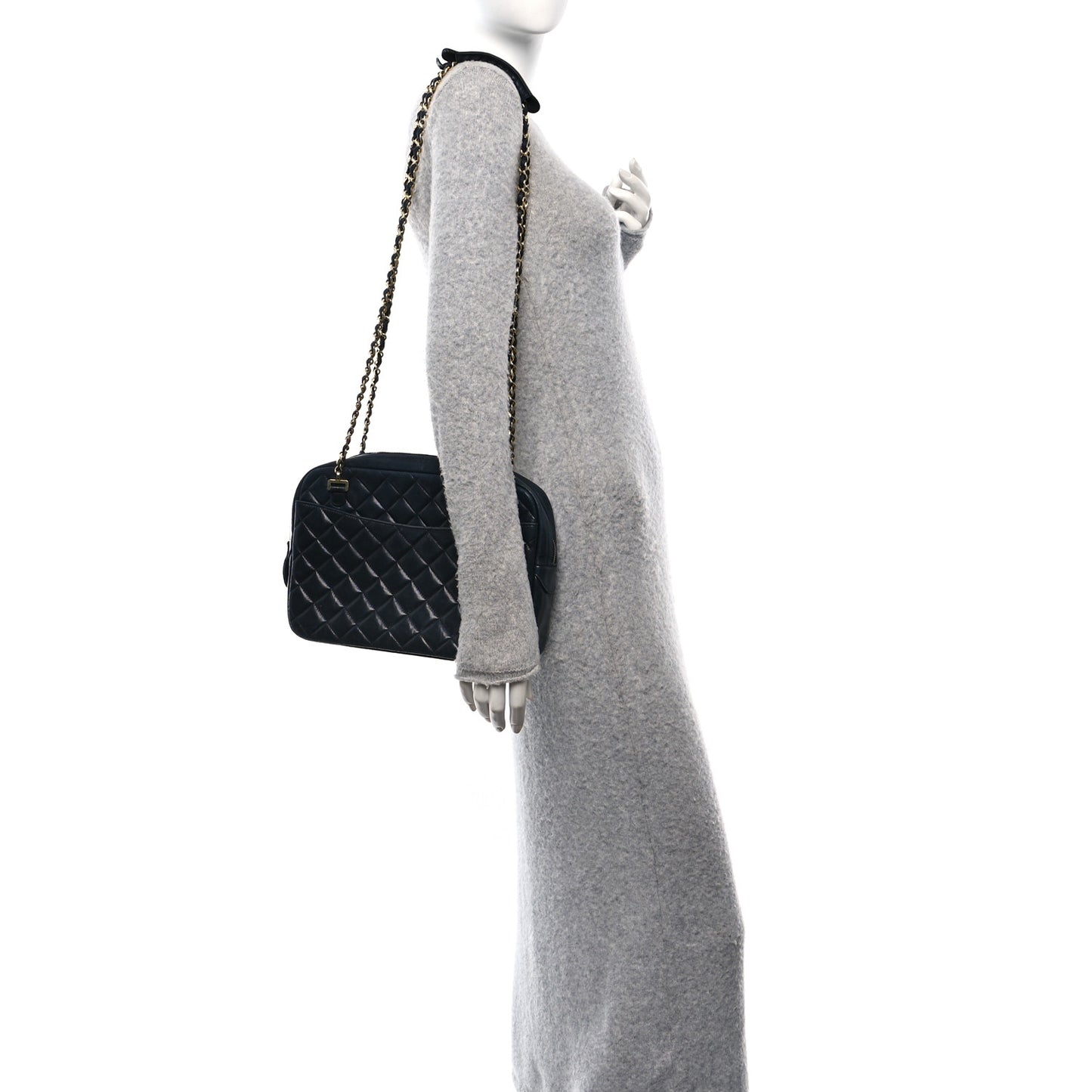 Lambskin Quilted Shoulder Bag Black